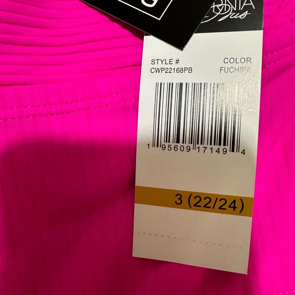 California Waves Plus Size 3 (22/24) Fuchsia Banded Hi-Waisted Bikini Bottom NEW - Picture 7 of 8